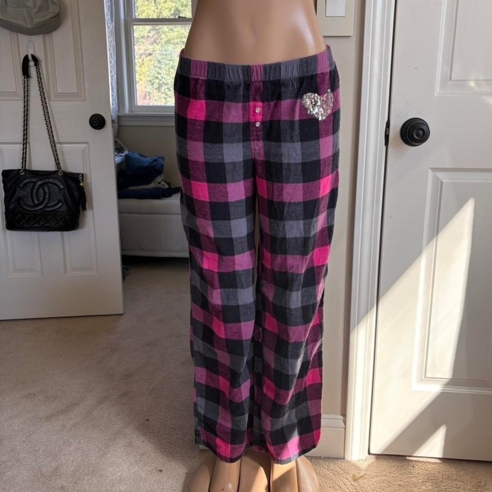 Y2K 2000s mcbling low rise heart‎ Plaid pink and black Pajama
